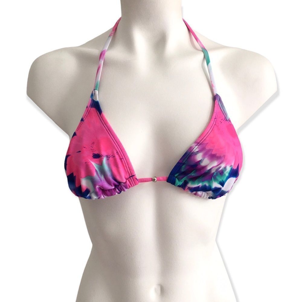 Tie Dye Print String Bikini Swimsuit Top - image 1